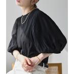 tシャツ 袖プリーツ5分袖パフスリーブTシャツ レディース