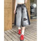 ジーンズ デニム デニムパンツ ダメージルーズストリートハーフパンツ レディース