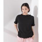 tシャツ シャーリングジャガード半袖ナロートップス (セットアップ可) レディース