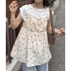 チュニック 「umm.」花柄前リボンキャミチュニック