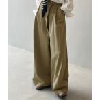 パンツ ラップ風デザイン ワイドタックパンツ レディース
