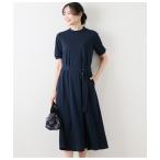 tシャツ 強撚スムース ハイネック5分袖カットソーワンピース レディース