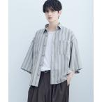 シャツ 「防シワ」短丈ワイドリラックス半袖シャツ メンズ