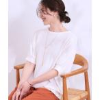 tシャツ 「ひんやり/UV」ほんのりラメで大人上品 お袖リブ ドルマントップス レディース