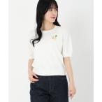 ニット セーター フルーツ刺繍5分袖ニット レディース