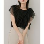 tシャツ チュールフリルカットトップ レディース