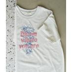 tシャツ 限定展開 フラワープリント×bloom 刺繍 半袖 Tシャツ レディース