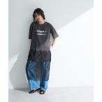 チュニック 裾レースドッキングカットロゴチュニック