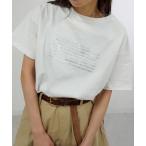 tシャツ 箔プリントロゴTシャツ レディース
