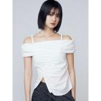 tシャツ オフショルダーボタントップ レディース