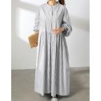 シャツワンピース シワになりにくい ストライプシャツワンピース
