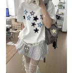 tシャツ 「新柄追加」綿100% スタークラッシュ/アップルプリントTシャツ レディース メンズ