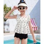 水着 キッズ水着 ドット柄ハシゴバックフリルペプラムビキニ 上下2点セット キッズ 子供 女の子