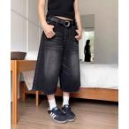 パンツ 「LAMPOON」ブラックデニムハーフパンツ レディース