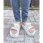 サンダル 「軽量」リボンモチーフつき厚底シャワーサンダル レディース