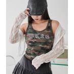タンクトップ ノースリーブ WEGO/ロゴスタッズカップインタンク レディース