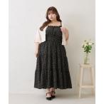 ワンピース 「大きいサイズ」アソートシャーリングティアードキャミワンピース