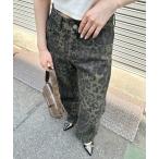 パンツ レオパード柄ワイドパンツ レディース