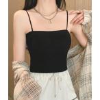 キャミソール カップ付き リブ コンパクト キャミソール トップス