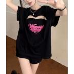 tシャツ 「新作」ハートカットアウトTシャツ×チューブトップ セットアッ レディース
