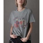 tシャツ フラワープリントクルーネックTシャツ レディース