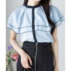 ブラウス シャツ ダブルケープ配色ブラウス「オフィスカジュアル 着回し抜群 大人」「SS新作」 レディース