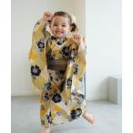 浴衣 キッズ浴衣3点セット ニコアンティーク 芙蓉エフェクト イエロー キッズ 子供 女の子
