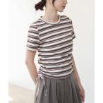 tシャツ マルチボーダーサイドシャーリングTシャツ レディース