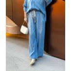 パンツ 予約「セットアップ可能」ドレーピーデニムワイドパンツ レディース