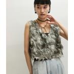 tシャツ フリンジプリントトップス レディース