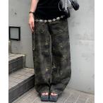 パンツ 迷彩柄 カーブワイドデニムパンツ レディース