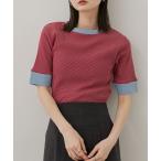 tシャツ 「一部WEB限定カラー」クルーネックリンガーボーダーTシャツ(5分袖) レディース