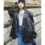 ジャケット テーラードジャケット グロスサテンジャケット レディース