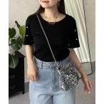 tシャツ 袖パールリブTシャツ レディース