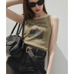 タンクトップ ノースリーブ プリントレースタンクトップ レディース