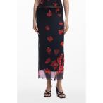 スカート 「Desigual x Tyler McGillivary」ローズペタル マキシスカート ブラック