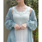 タンクトップ ノースリーブ カップ付ローズレースタンク レディース