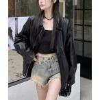 ブルゾン アウター フェイクレザーブルゾン レディース