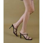 サンダル リサイクルポリエステル ジェムエンベリシュッドストラッピーヒールミュール レディース