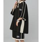 ジャージ 「ユニセックス」ビッグシルエット ポロシャツ 袖ラインジャージセットアップ / 上下セット レディース メンズ