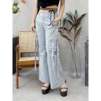 カーゴパンツ カーゴポケットフレアカラーパンツ レディース