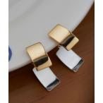 イヤリング YU-KA:バイカラー スクエアデザイン イヤリング bi-color square design earring レディース