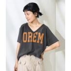 tシャツ ヴィンテージライク VネックロゴTシャツ レディース