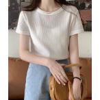tシャツ クルーネックコットンリブTシャツ レディース
