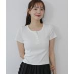 tシャツ ヘンリーネック半袖Tシャツ レディース