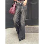 ジーンズ デニム デニムパンツ センターシームワイドフレアデニムパンツ レディース
