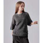 セーター ニット 「CLEL」Watermark Knitting Short Sleeve Melange Mesh Knit/透かし編み 半袖メラ