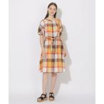 ワンピース 「WEB限定」クレストブリッジチェッククロッシングツイルパフスリーブドレス