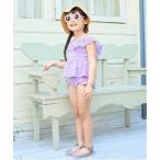 水着 「SWIM」「UV加工」ラウンドレース付きワントーンセパレート キッズ 子供 女の子