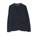 「TOMMY HILFIGER」 刺繍ニットカーディガン M ネイビー レディース